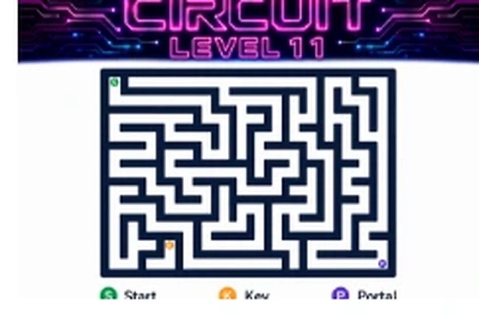 Circuit Level 11 map showing start, key, and portal