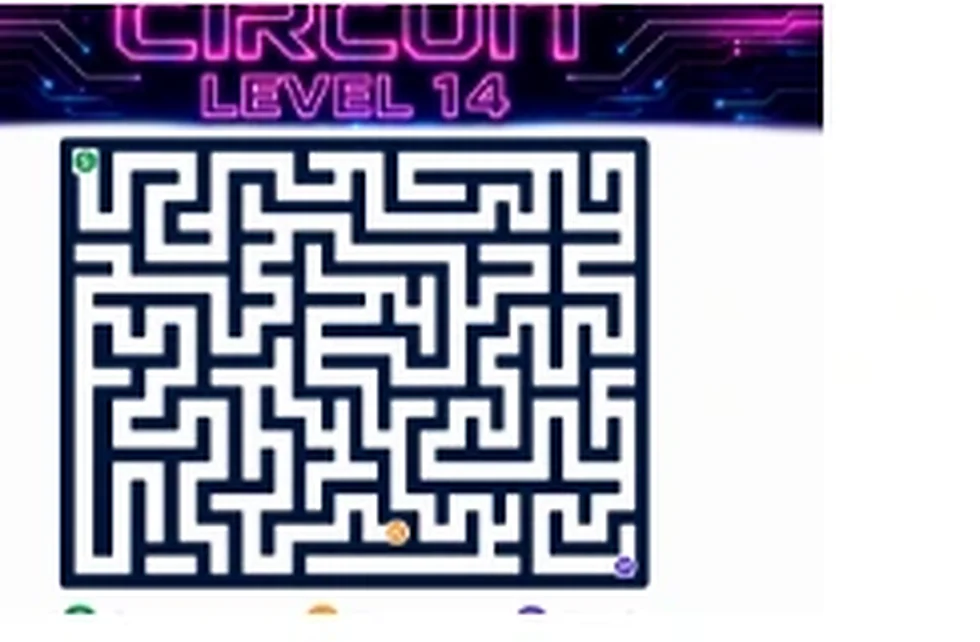 Circuit Level 14 map showing start, key, and portal