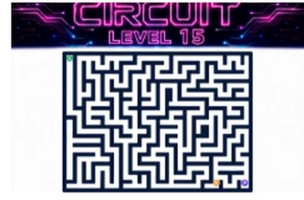 Circuit Level 15 map showing start, key, and portal
