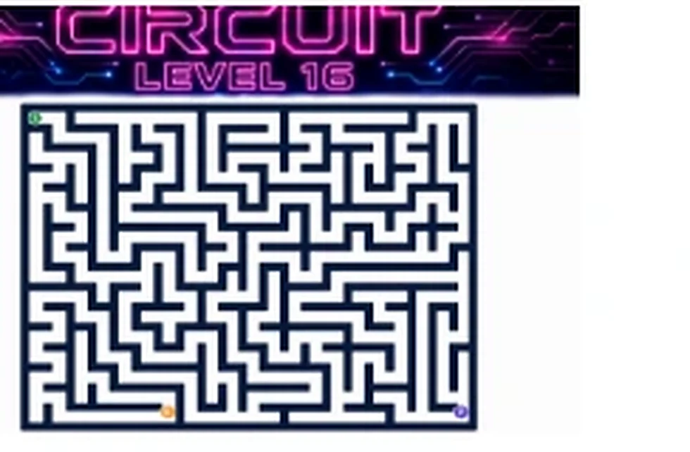 Circuit Level 16 map showing start, key, and portal