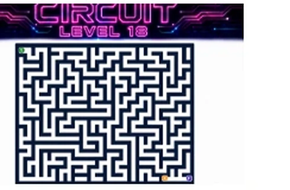 Circuit Level 18 map showing start, key, and portal