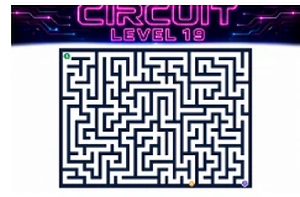 Circuit Level 19 map showing start, key, and portal