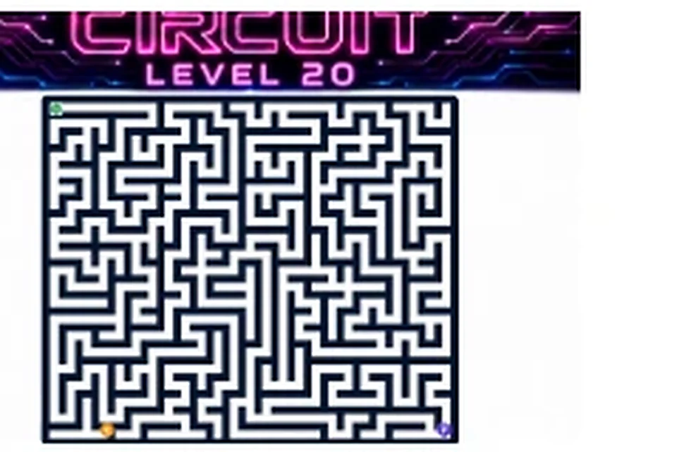 Circuit Level 20 map showing start, key, and portal