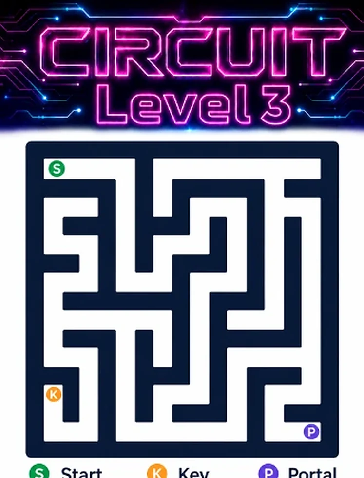 Circuit Level 3 map showing start, key, and portal