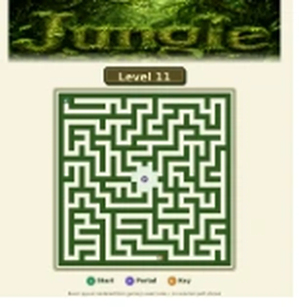 Jungle Level 11 map showing start, key, and portal