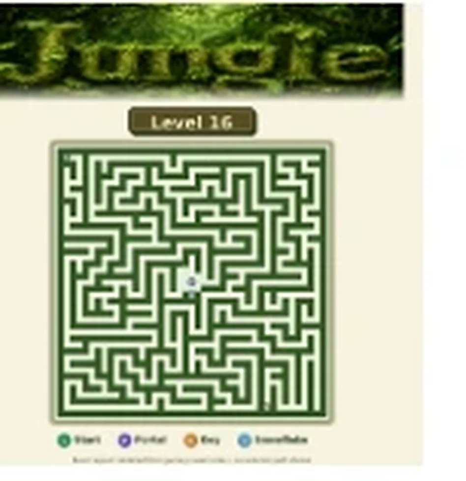 Jungle Level 16 map showing start, key, and portal