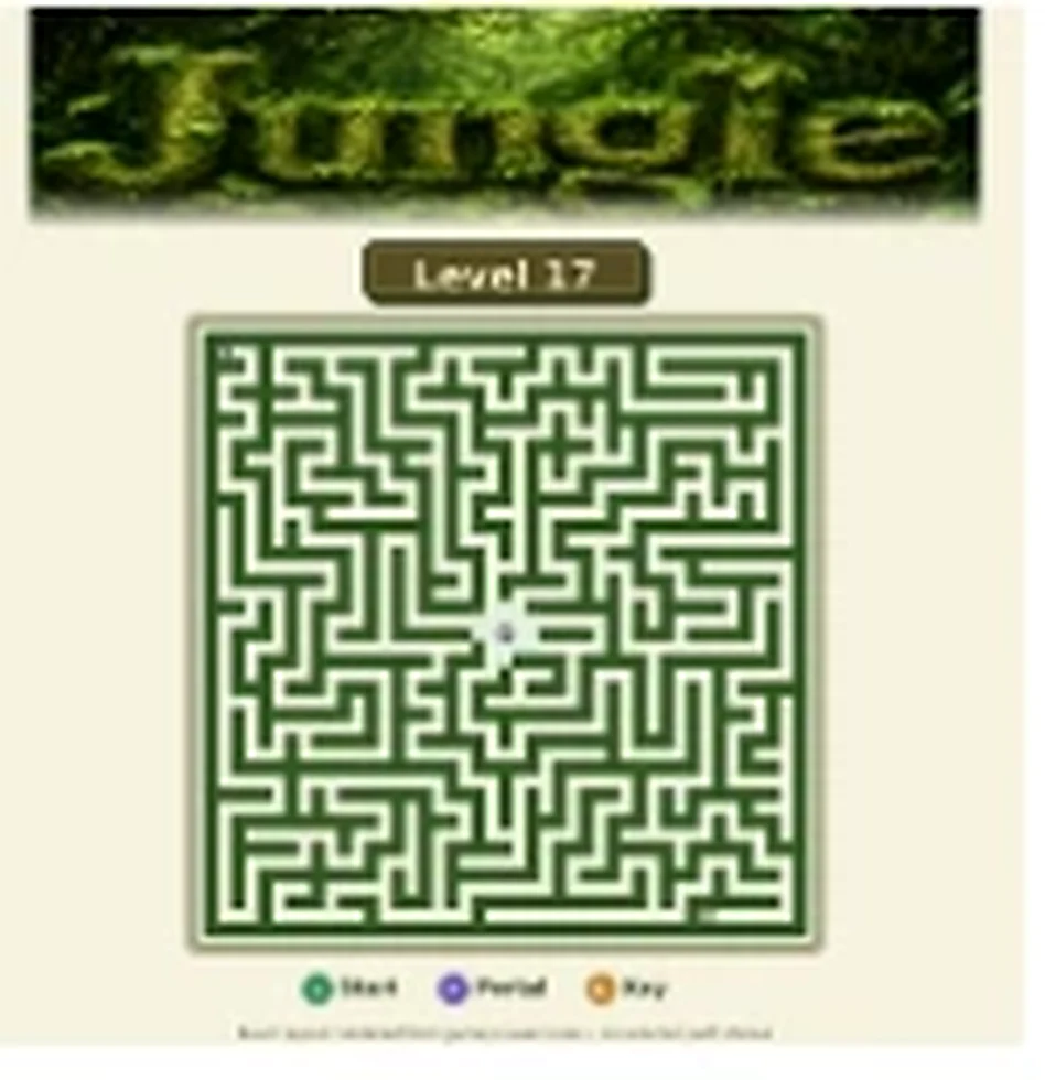 Jungle Level 17 map showing start, key, and portal