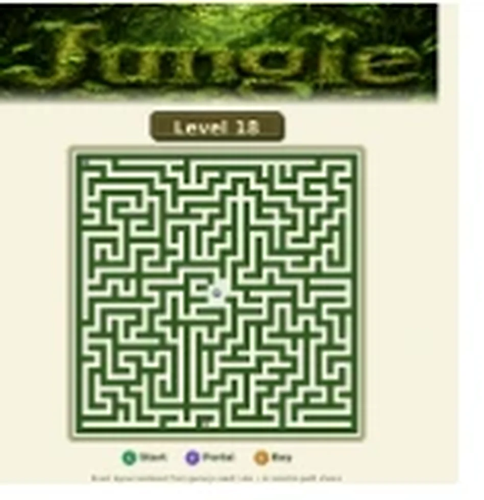 Jungle Level 18 map showing start, key, and portal
