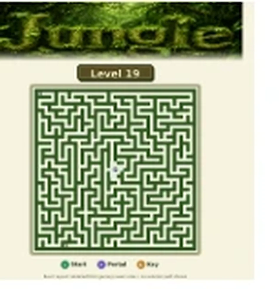 Jungle Level 19 map showing start, key, and portal