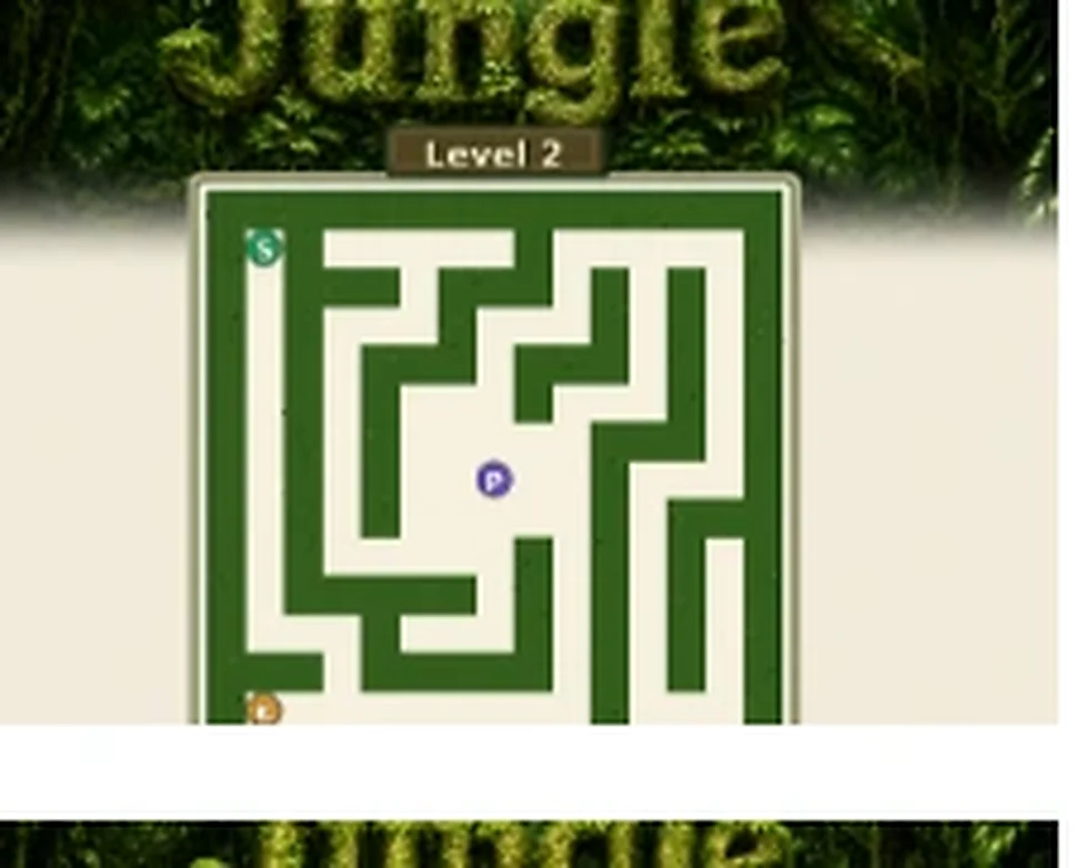Jungle Level 2 map showing start, key, and portal