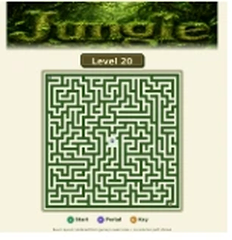 Jungle Level 20 map showing start, key, and portal
