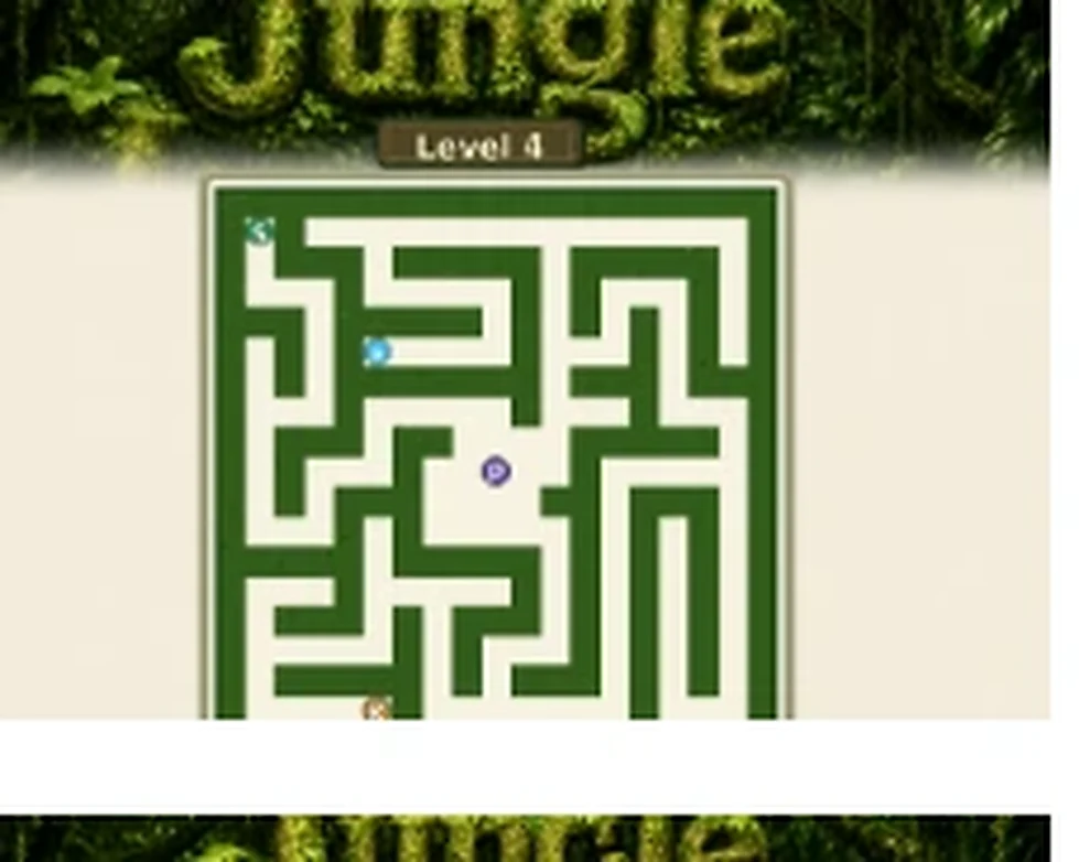 Jungle Level 4 map showing start, key, and portal