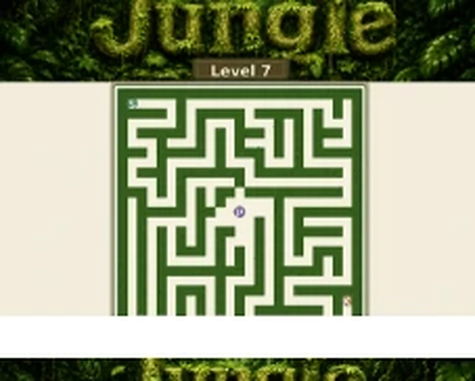 Jungle Level 7 map showing start, key, and portal