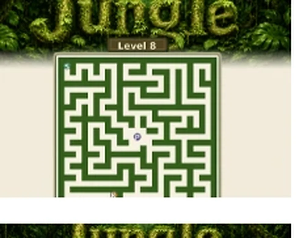 Jungle Level 8 map showing start, key, and portal
