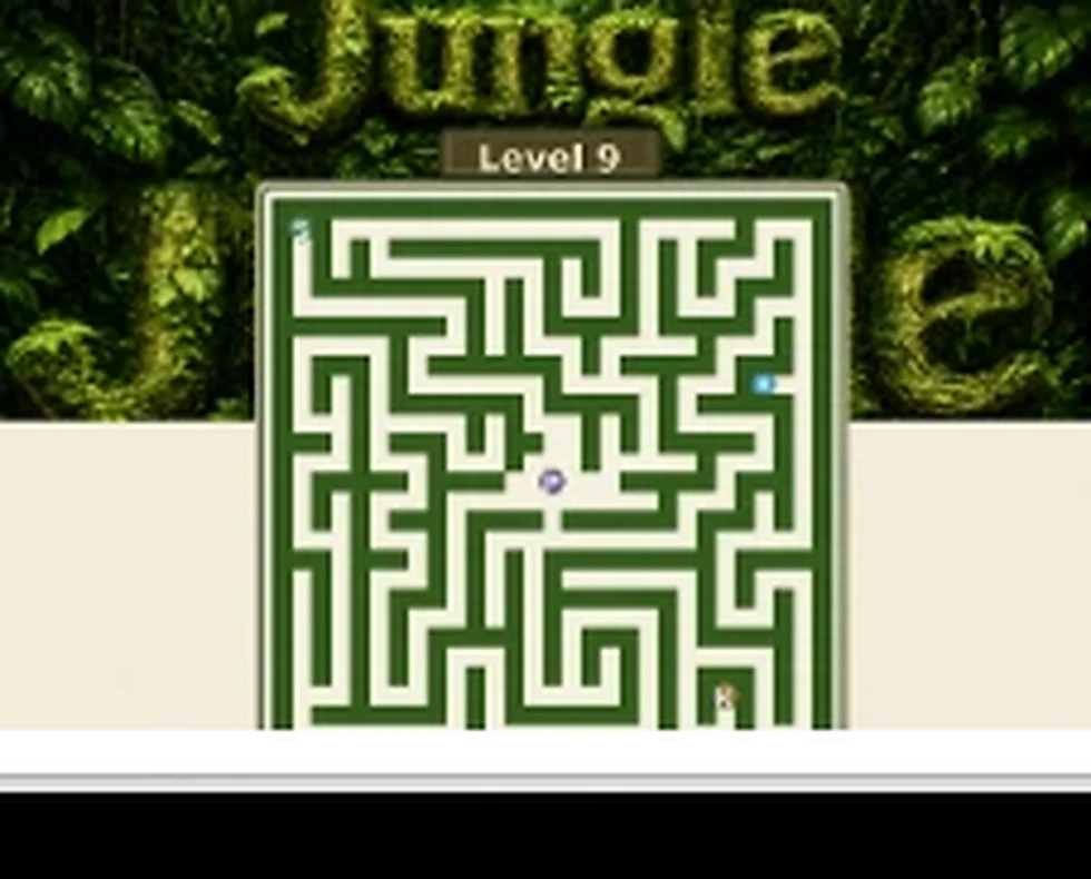 Jungle Level 9 map showing start, key, and portal